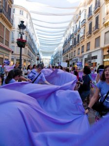 Violet tide marching in Malaga
